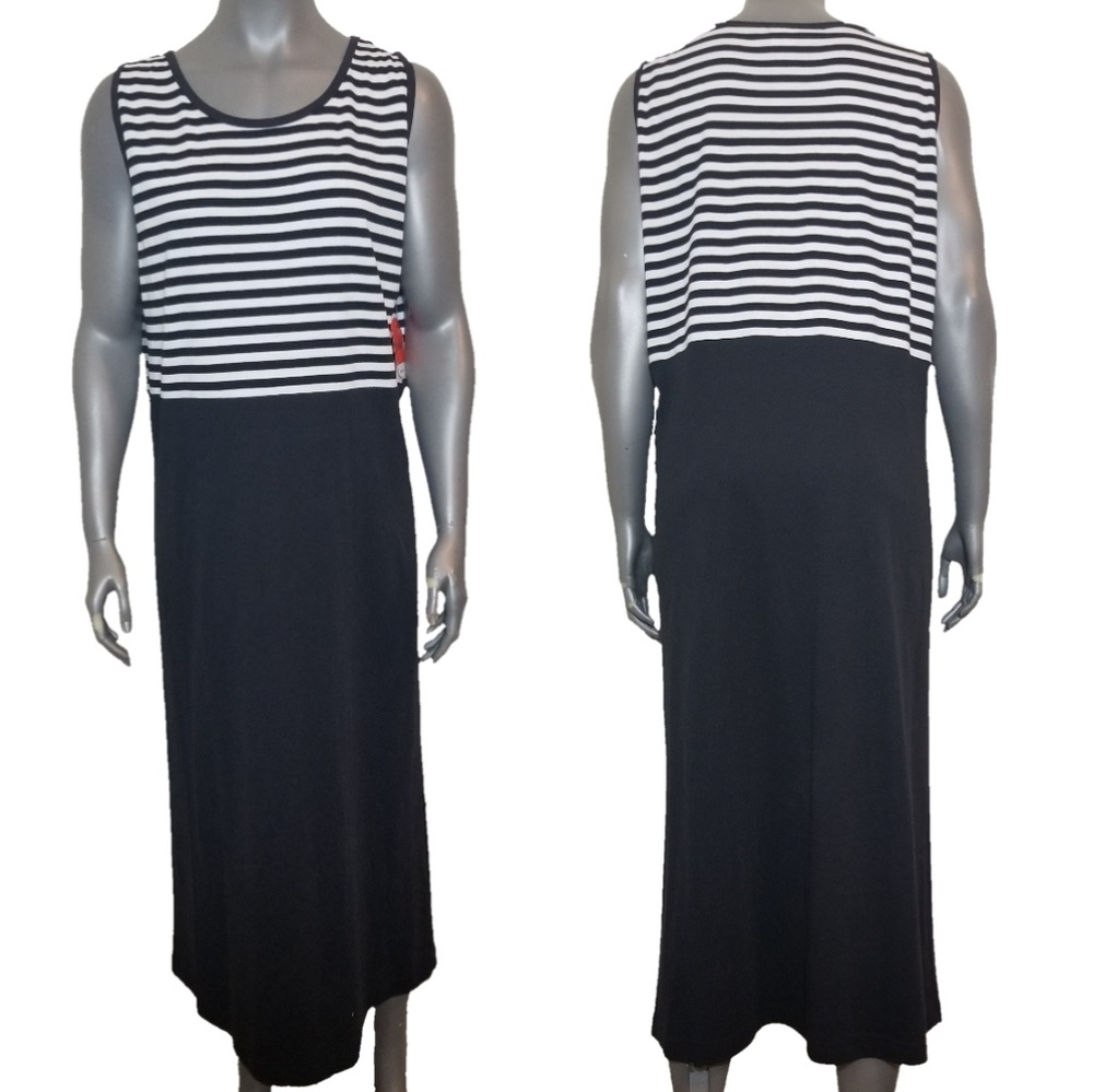 Eccobay Stiped & Solid Sleeveless Maxi Dress